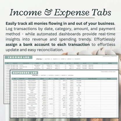 Business Bookkeeping Template (5 Years Usage) | long-term tracking financial tracking