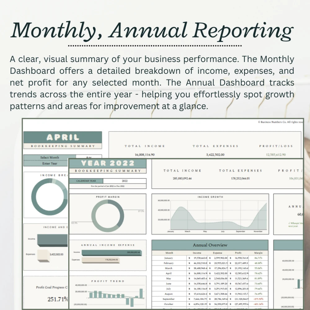 Business Bookkeeping Template (5 Years Usage) | long-term tracking financial tracking