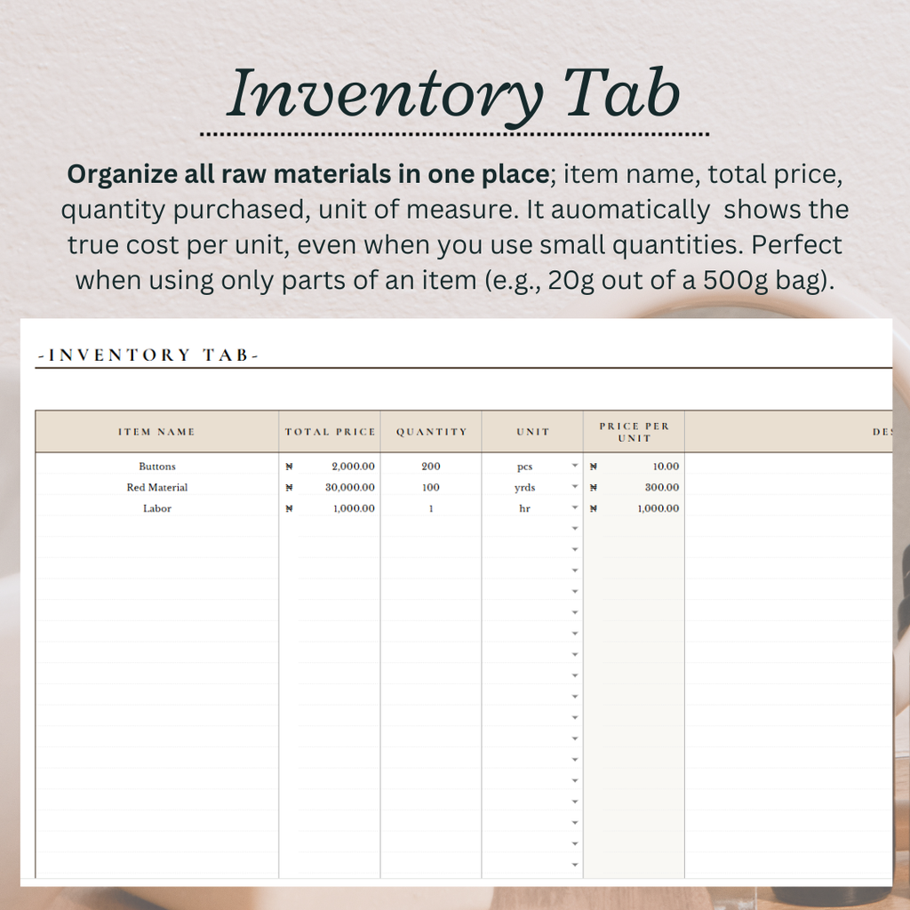Product Cost Analysis Premium - for light production businesses (Google Sheet Template)