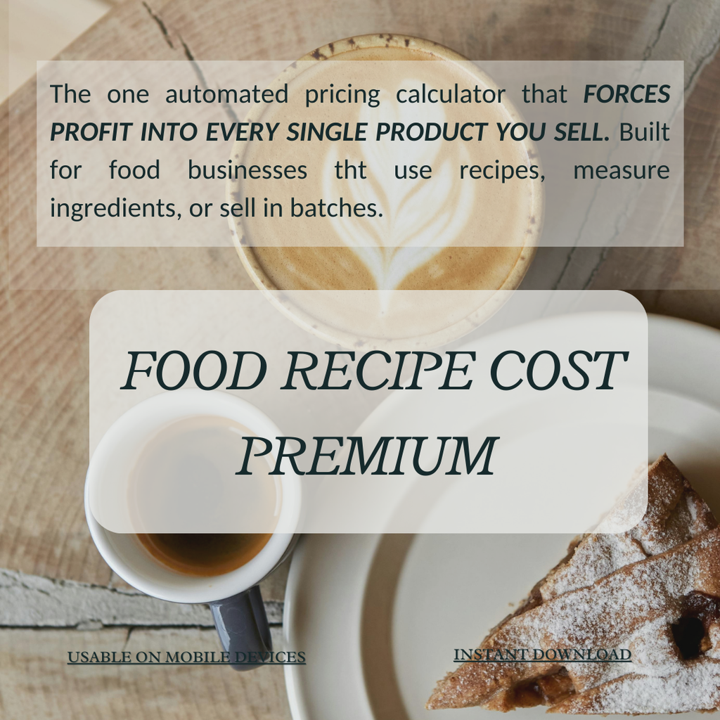 Food Recipe Cost Premium - for stall sellers, online food & juice brands (Google Sheet Template)