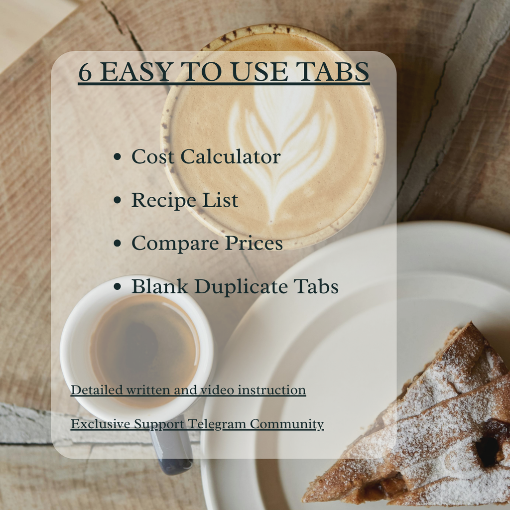 Food Recipe Cost Premium - for stall sellers, online food & juice brands (Google Sheet Template)