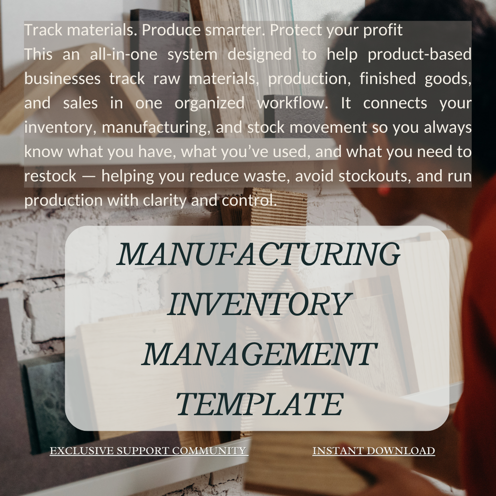Manufacturing Inventory Management Template | All-in-One Stock Management, Sales Log, Supplier Tracker, and Production System