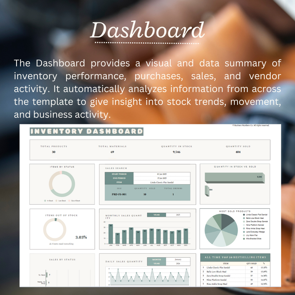 Manufacturing Inventory Management Template | All-in-One Stock Management, Sales Log, Supplier Tracker, and Production System