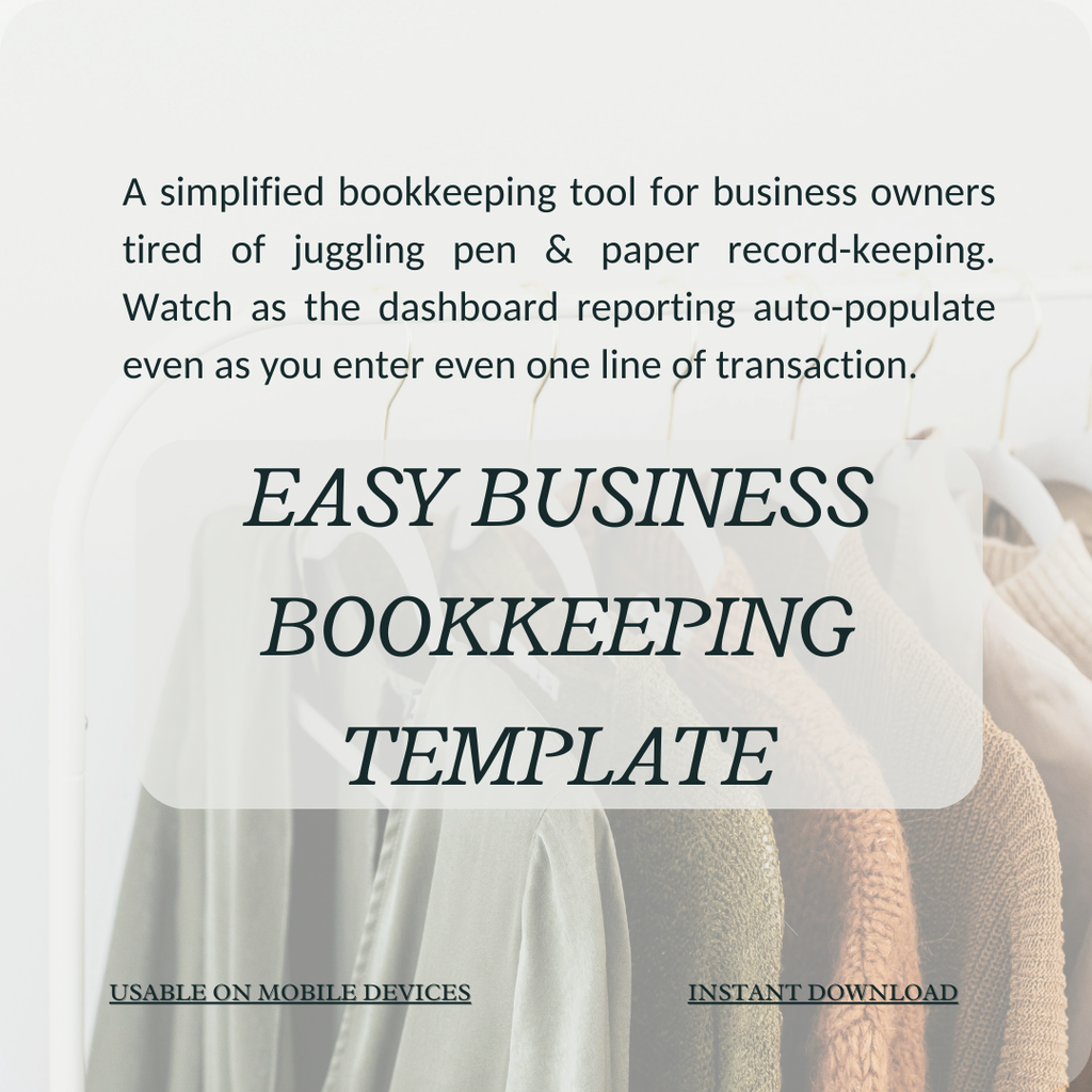 Easy Business Bookkeeping Template -simple financial tracking for growing businesses