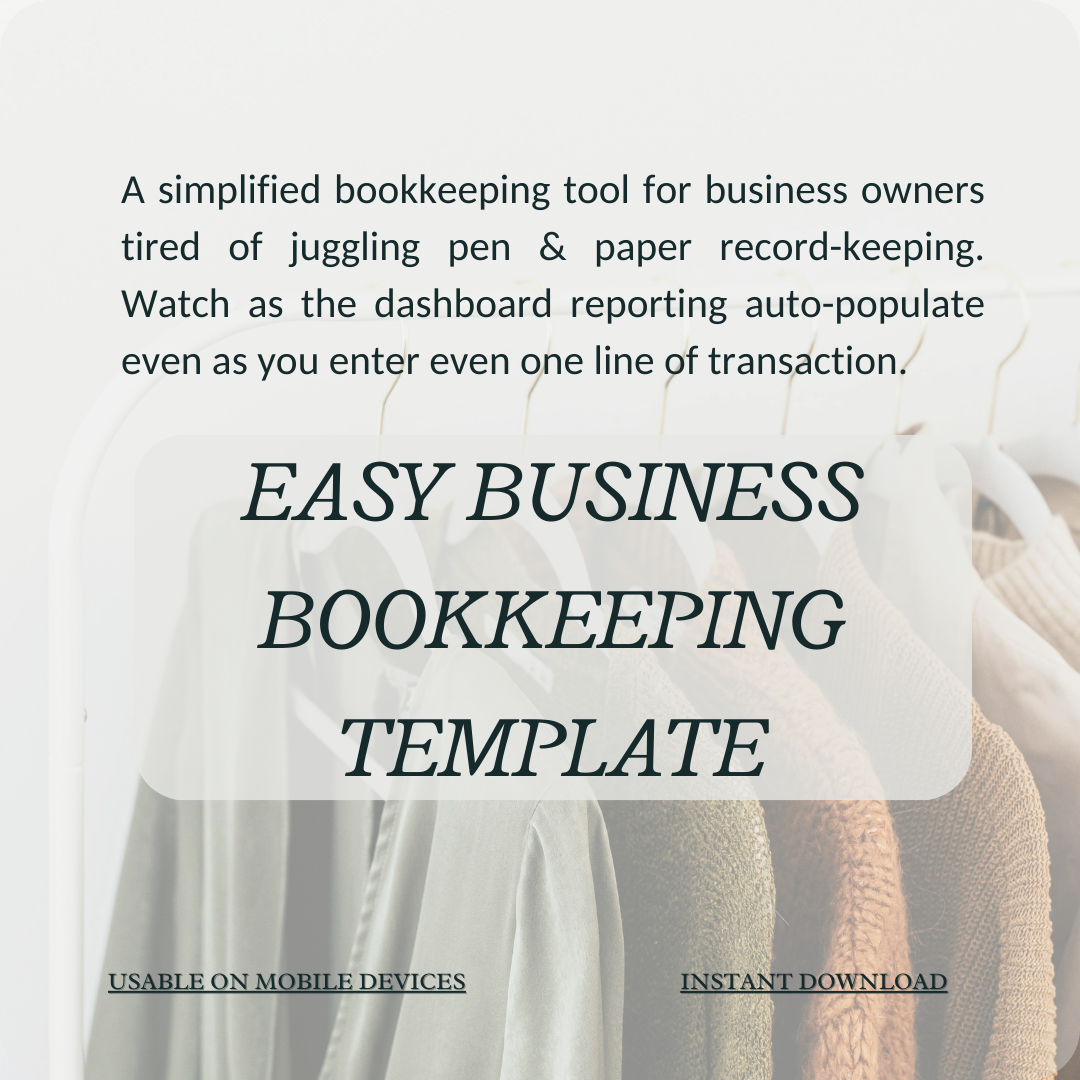 Easy Business Bookkeeping Template -simple financial tracking for growing businesses