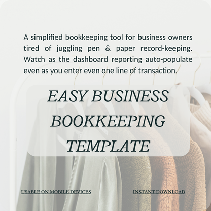 Easy Business Bookkeeping Template -simple financial tracking for growing businesses