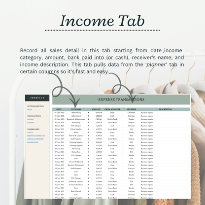 Easy Business Bookkeeping Template -simple financial tracking for growing businesses